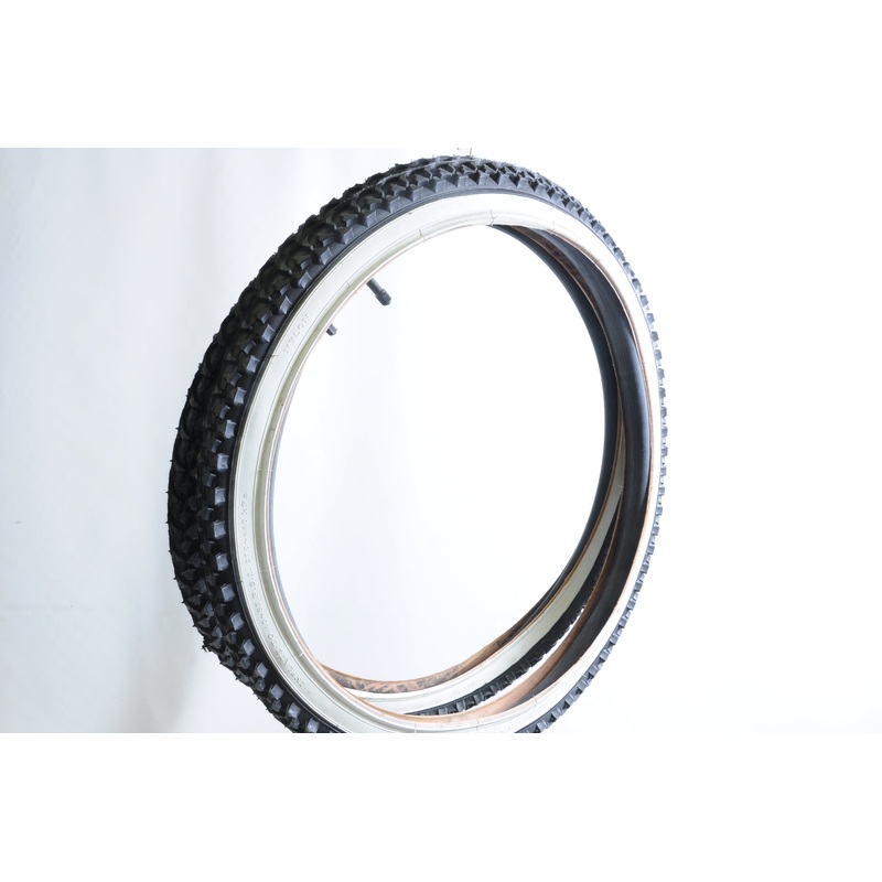 PAIR 24 x 1.95 (50-507) WHITEWALL JUNIOR MTB CRUISER BIKE TYRES WITH INNER TUBES RARE