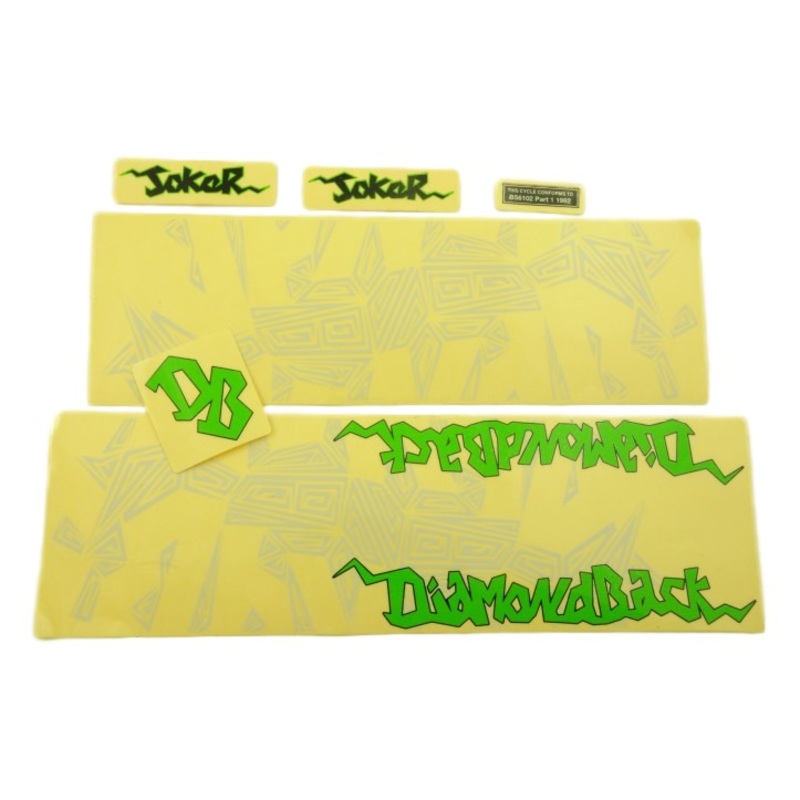 ORIGINAL DIAMOND BACK JOKER 2011 BMX GREEN CLEAR BACKGOUND DECAL TRANSFER SET FOR WHITE BIKE