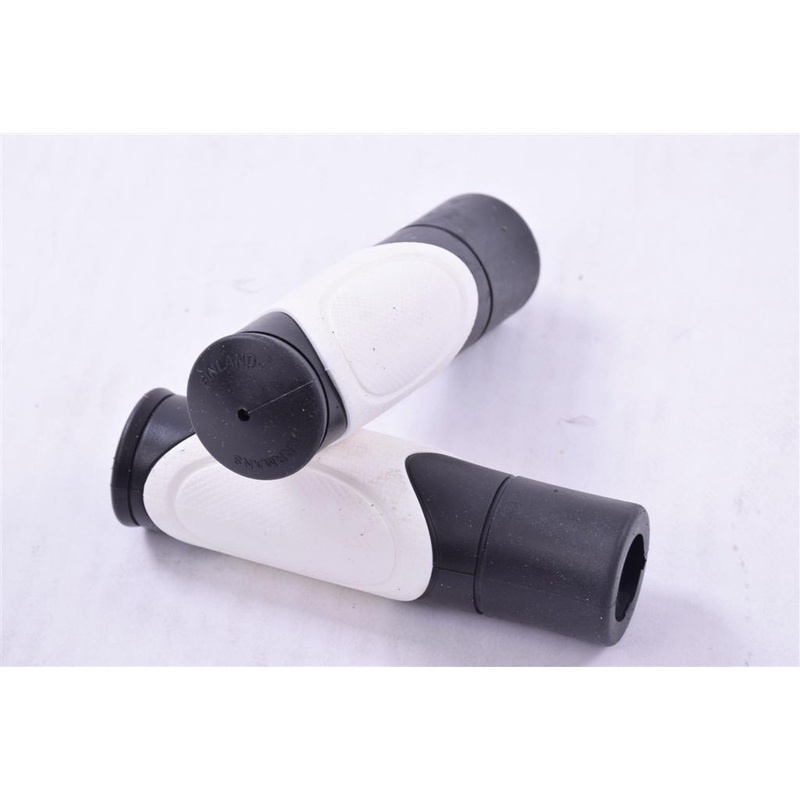 PAIR HERRMANS BIKE GRIPS DUAL DENSITY BIKE HANDLEBAR GRIPS 120mm BLACK W-WHITE
