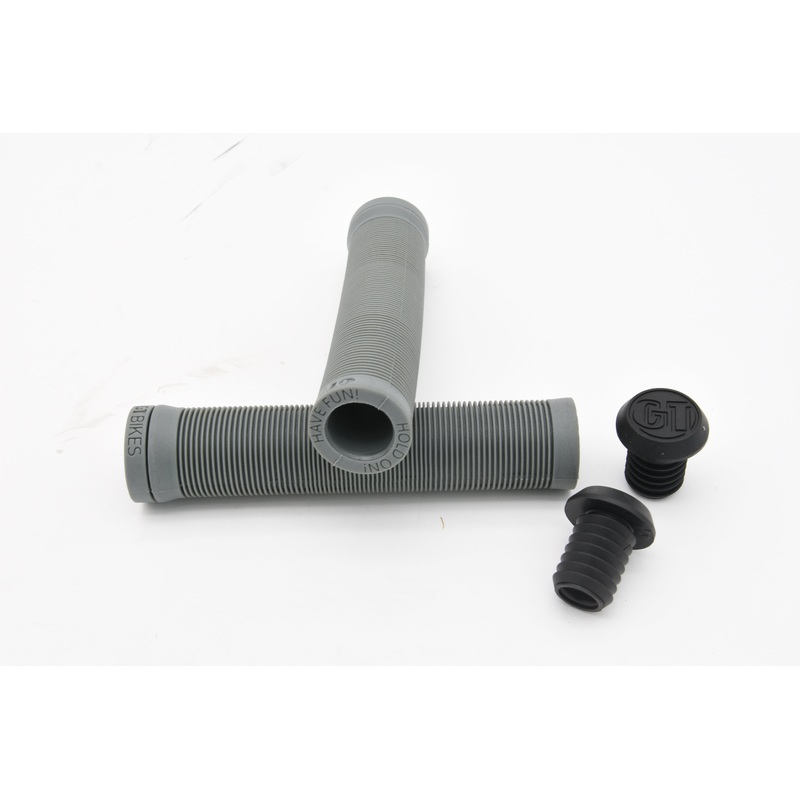 Pair Long GT Bike Open end Soft Handlebar Grips BMX MTB Bike 150mm grey + Plugs