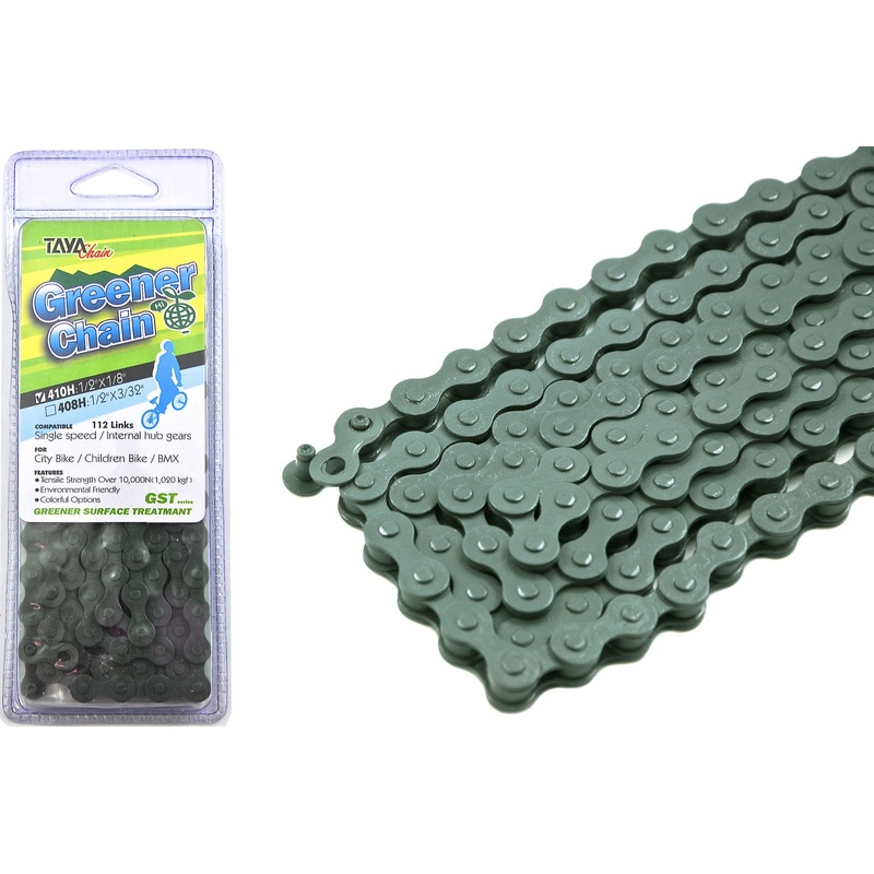 DK GREEN COLOURED CHAIN GREENER TAYA 1-2 x 1-8 BMX,FIXIE,ANY SINGLE SPEED BIKE