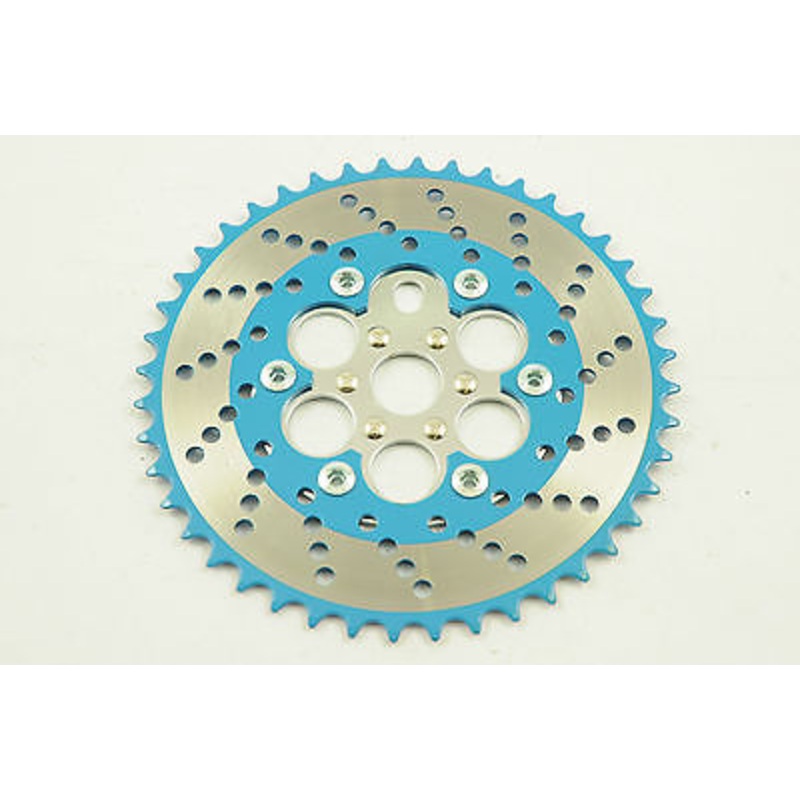 44 TEETH CHAINWHEEL OPC CHAIN RING OLD SCHOOL BMX 80’s 2  BLUE & CHROME NOS