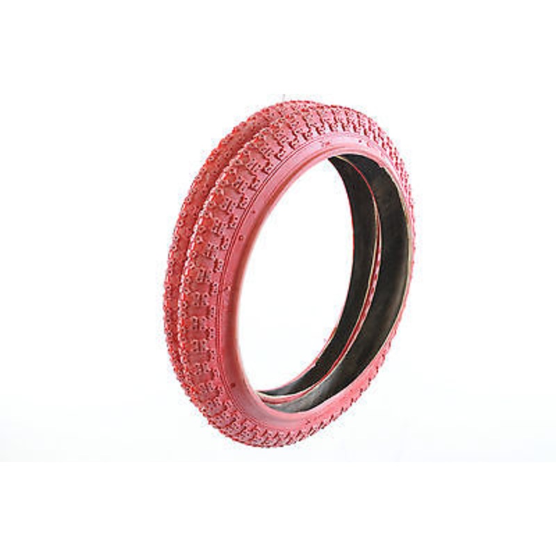 PAIR (2) 16 x1.75 RED COMP 3 STYLE BMX TYRES SUIT MINI BURNER & 16 BIKE WHEEL