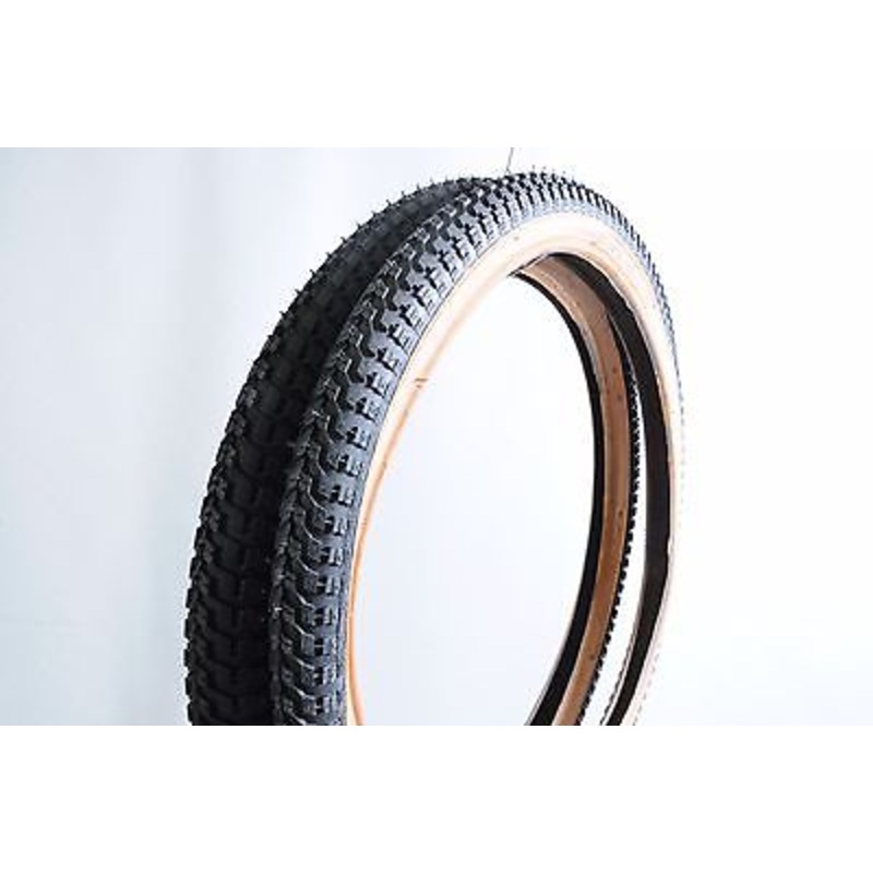 SET 20 x 1.75 AND 20 x 2.125 OLD SCHOOL BMX SNAKE BELLY TYRES BLACK AMBERWALL