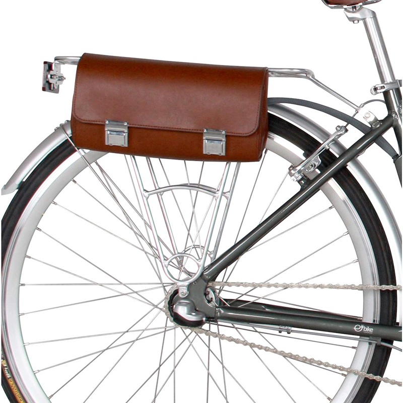 4.5ltr BATTERY BAG FOR E BIKES POSH TAN BROWN FAUX LEATHER LOCKABLE PANNIER CARRIER