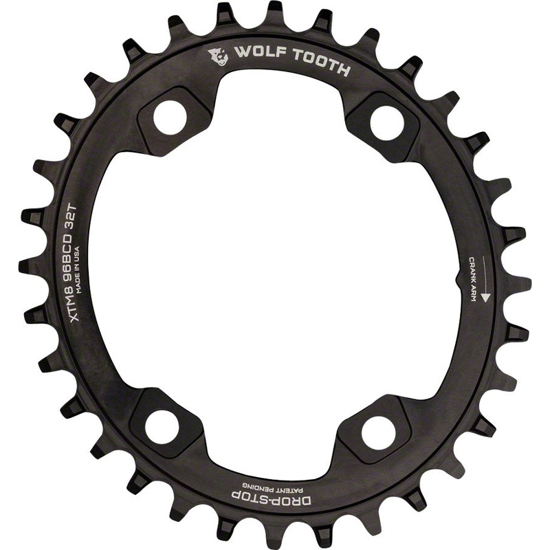 Wolf Tooth Elliptical 96 BCD Chainring – 30t 96 Asymmetric BCD 4-Bolt Drop-Stop For Shimano XTR M9000 M9020 Cranks BLK