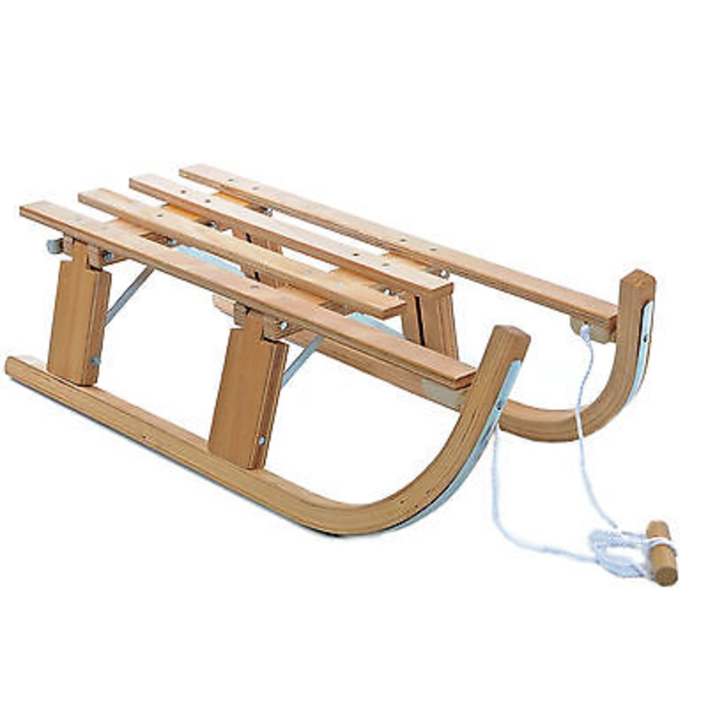 ASPEN TOBOGGAN SLEDGE TRADITIONAL WOODEN 80cm FOLDING SLEIGH NEW 50% OFF