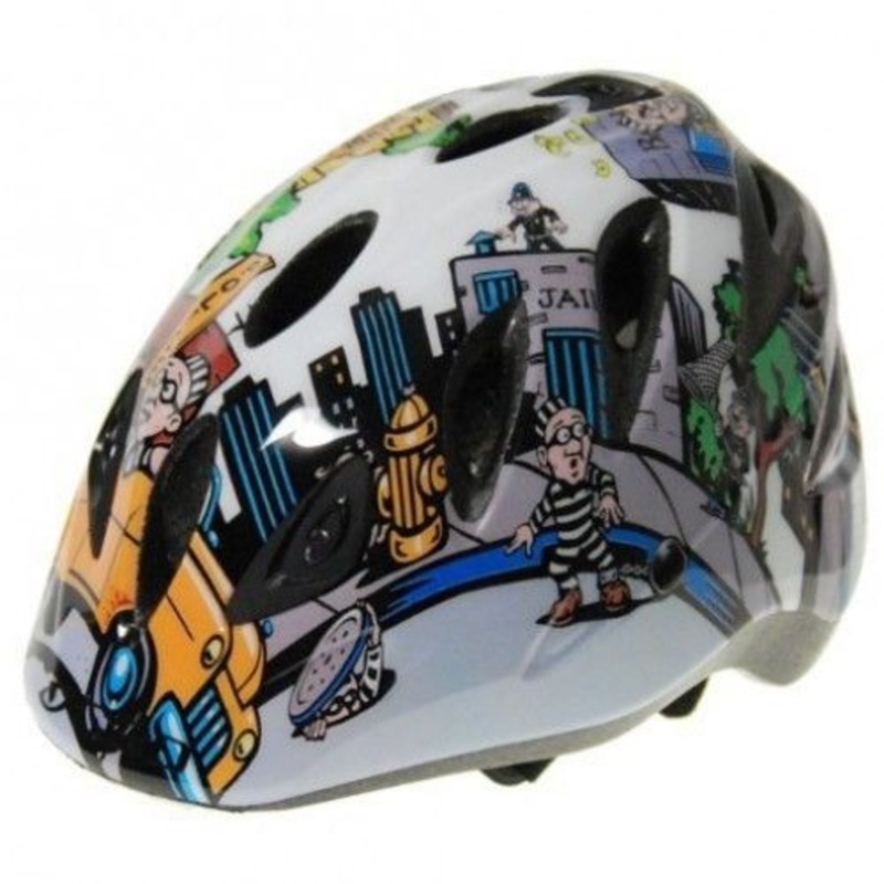 GIRO SPREE TODDLER COPS ROBBERS CHILD QUALITY HELMET TWO LED LIGHTS 46-50cm