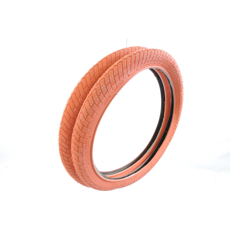 PAIR (2) 20 x1.95 ORANGE BMX FREESTYLE TYRES THAT ALSO SUIT 20×1.75 & 20×2.125