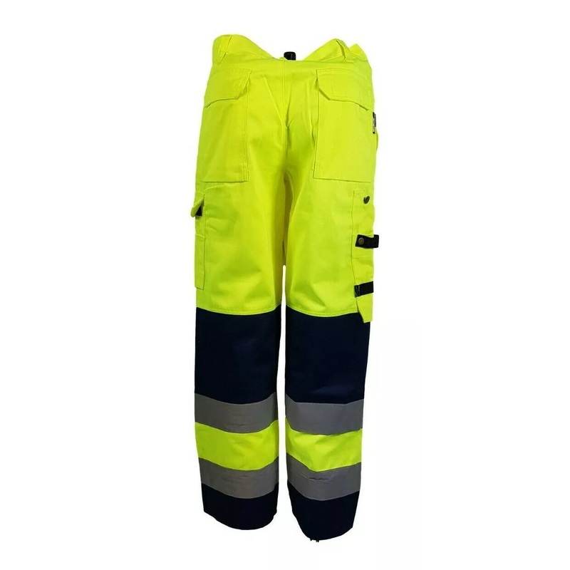 Hi Viz Fluorescent Yellow Navy Blue Trousers Heavy Duty Work Wear Not Waterproof 3XL / XXXL