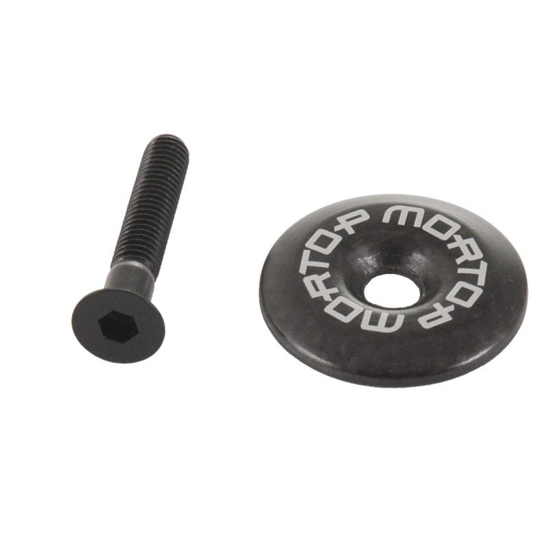 MORTOP CARBON HEADSET TOP CAP 1 1-8, M6 BOLT VERY LIGHT & STRONG WEIGHS JUST 6 GRAMS! BLACK