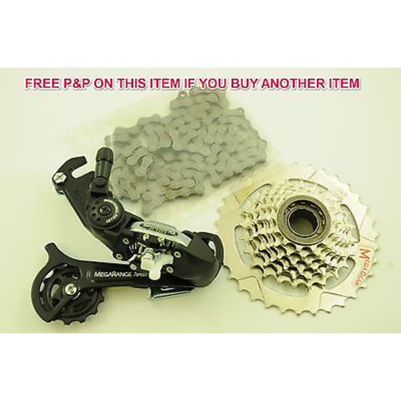 SHIMANO MEGARANGE RD-C101 RAPID RISE REAR DERAILLEUR +FREEWHEEL + KMC Z50 CHAIN