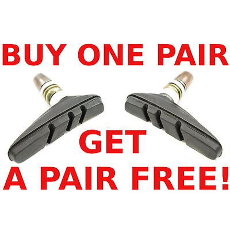 PAIR V BRAKE BLOCKS,BRAKE SHOES MTBs ALLEN KEY BOLT UP THREADED BLOCKS+FREE PAIR