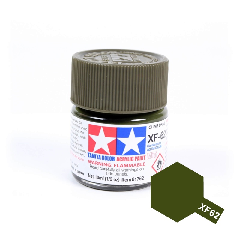 Tamiya Acrylic Mini 10ml XF Matte XF-62 Olive Drab Model Paints