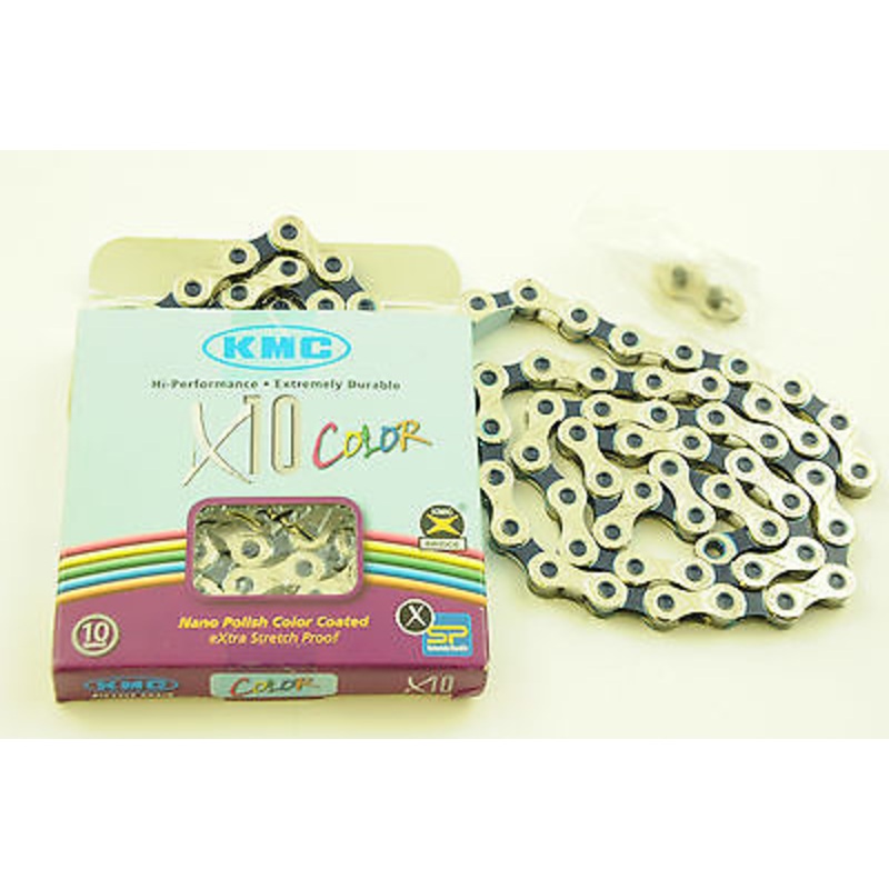 KMC X10 VIVID BLUE COLOURED 10 SPEED CHAIN 114 LINK ROAD-MTB SHIMANO ETC