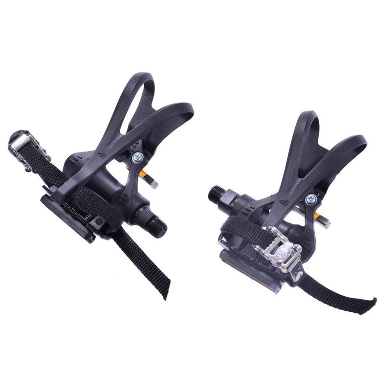 PAIR BIKE VP PEDALS WITH TOE CLIP & STRAPS 9-16 LIGHT WEIGHT BLACK LOW PRICE