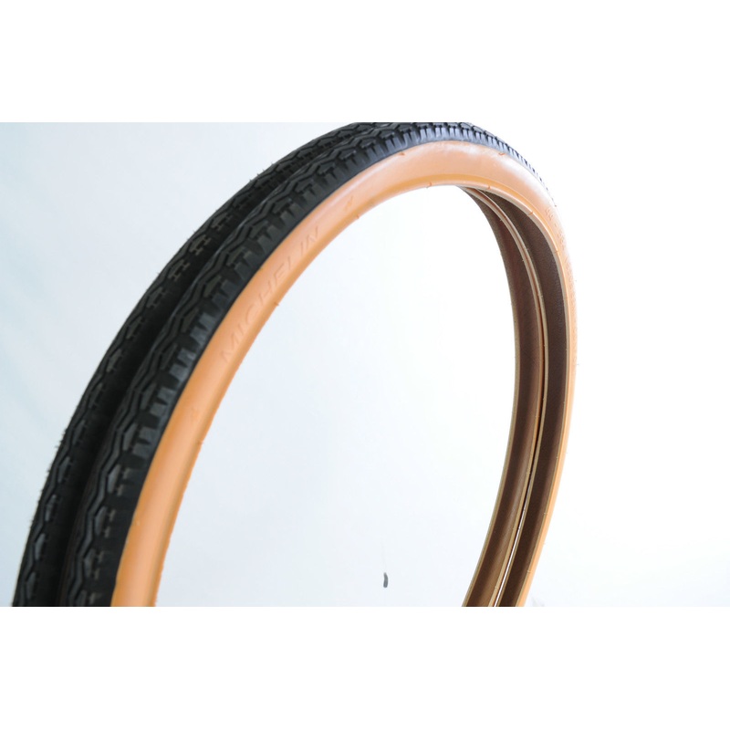 PAIR MICHELIN 584 x 44, 650B, 26 x 1 1-2 AMBERWALL TYRES OLD STYLE FRENCH DUTCH