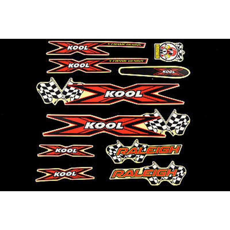 DECAL SET-RALEIGH X-KOOL RED-BLACK STICKER PACK SUIT MANY BIKES WTFRKOO1606