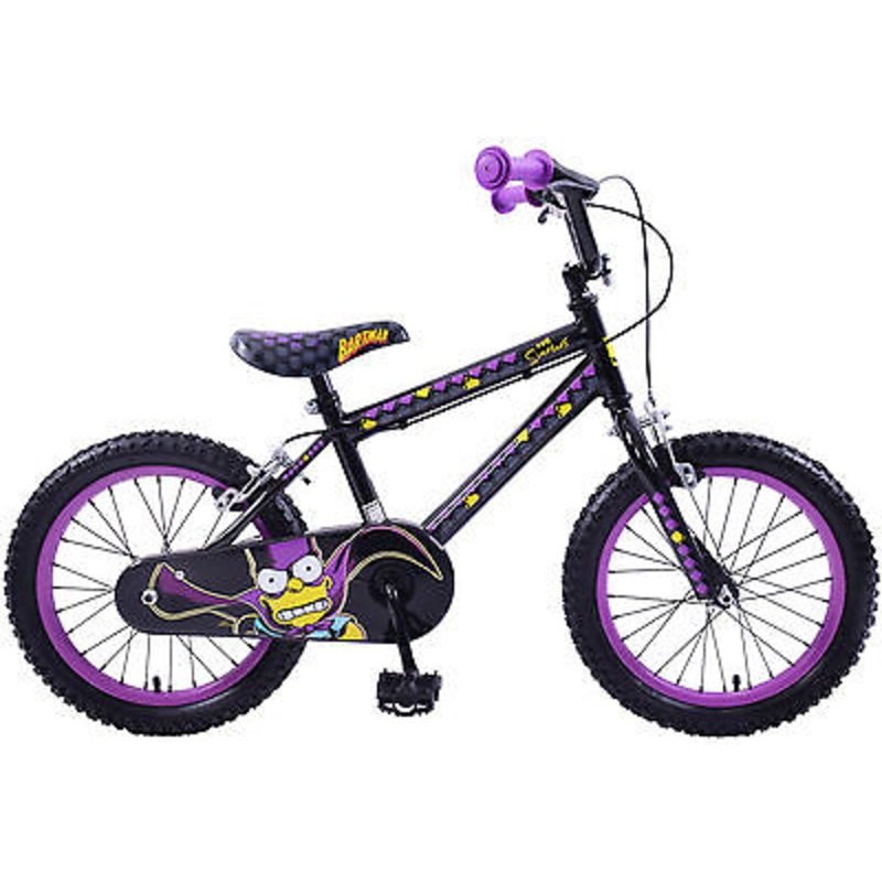 NEW THE SIMPSONS BART SIMPSON ‘BARTMAN’ 16 WHEEL BMX BOYS BIKE BLACK-PURPLE