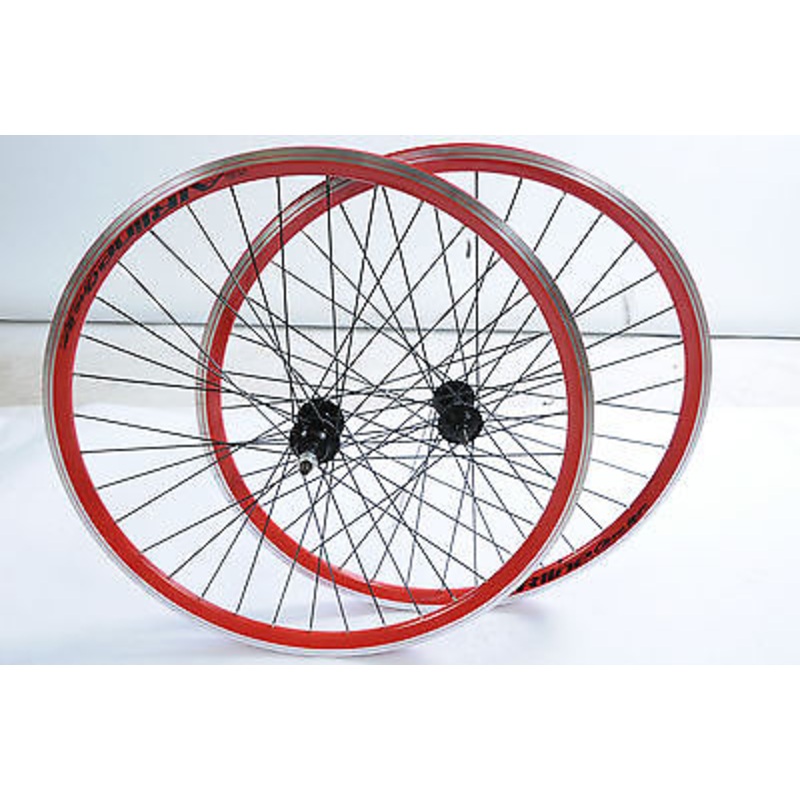 PAIR 26MTB SPECIAL WHEELS RED AIRLINE DOUBLE WALL RIM 5,6 or 7 SPEED(559x21c)