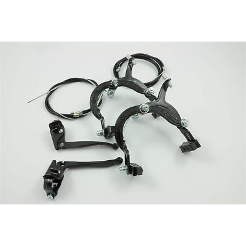 BMX COMPLETE BLACK BRAKE CALIPER SET WITH LEVERS & CABLES SUIT OLD SCHOOL BMX