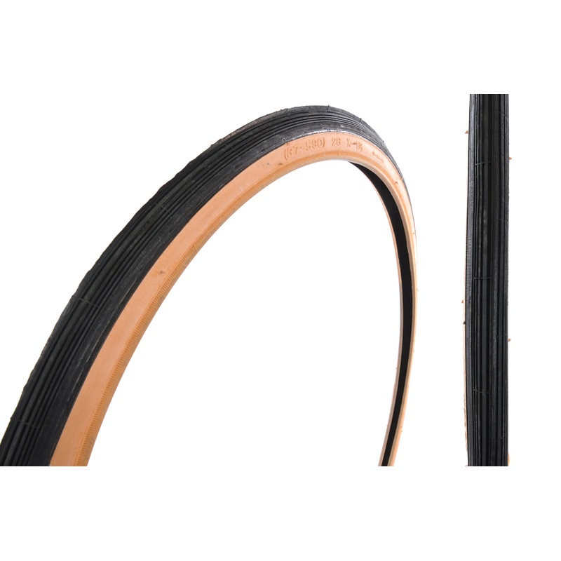PAIR TYRES 26 x 1 3/8 (37-590) AMBERWALL VINTAGE RACING BIKE RIBBED TREAD