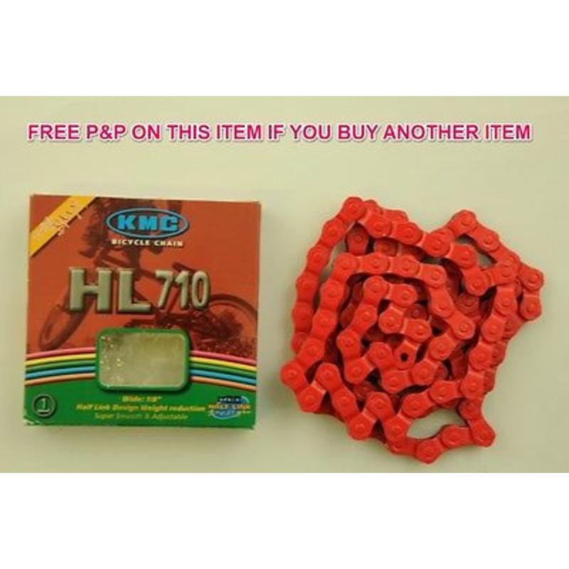 RED HIGH QUALITY HALF LINK CHAIN KMC KOOL HL710 BMX-FIXIE 1-2x 1-8, 66% OFF