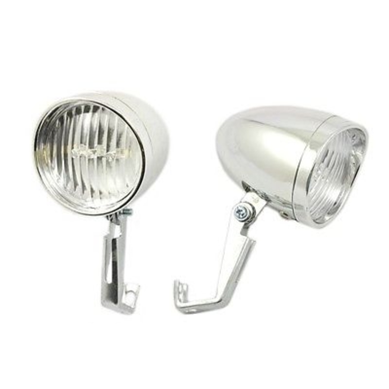 CLASSIC BIKE FRONT CHROME LAMP LIGHT WITH 3 SUPERBRITE LED.OLD RETRO STYLE LD014