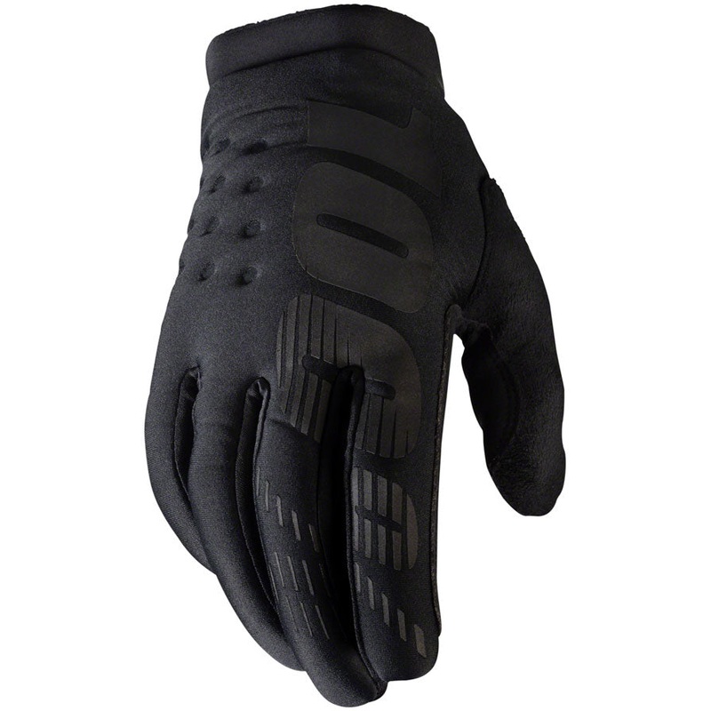 100% Brisker Gloves – Black Full Finger Men’s Large