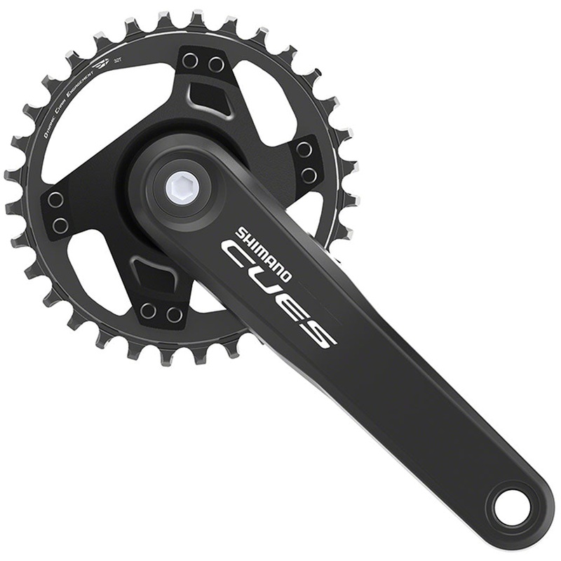 Shimano CUES FC-U4000-1 Crankset – 175mm 9/10/11-Speed 32t Riveted Square Taper JIS Spindle Interface BLK