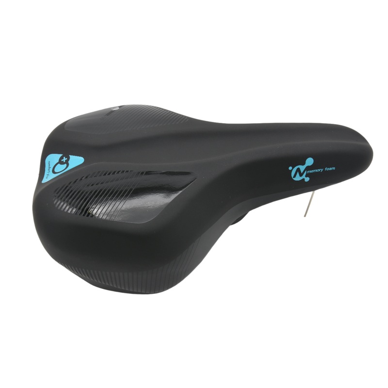 DDK DD-053M Adult Bike Saddle Quality Comfort Plus Memory Foam Padded Seat 270mm x 185mm Black/Blue