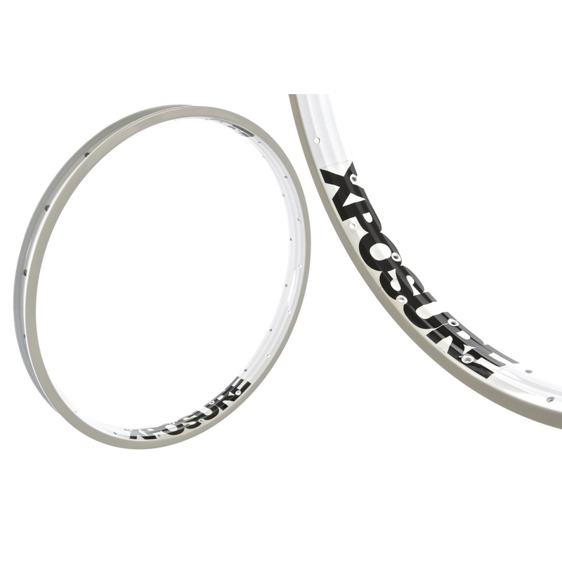 PAIR XPOSURE LIQUOR ALLOY 20 WIDE BMX BIKE RIM 36 SPOKE DOUBLE WALL WHITE