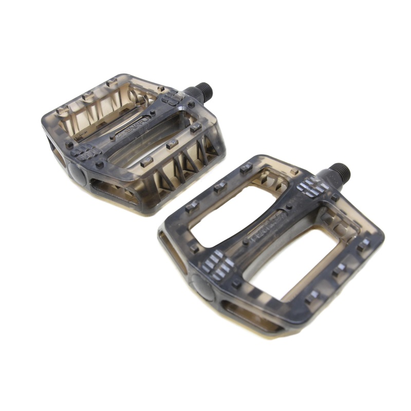 Pair Snafu Platform PC Pedals BMX Or MTB  9-16 4130 Cro-moly Axle Smoked Clear (Black)