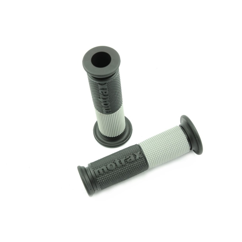 MOTORCYCLE DUAL DENSITY HANDLEBAR GRIPS 135mm OPEN END 22mm FASGRIP BLACK MOTRAX