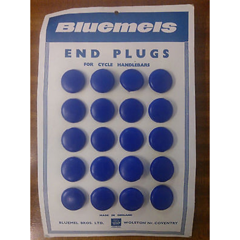 PAIR BLUEMELS NOSTALGIC MUSEUM 60s 70s 80s RACER HANDLEBAR PLUGS DK BLUE NOS
