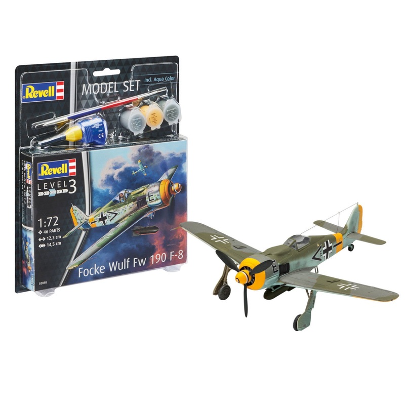 Revell Focke Wulf Fw190 F-8 WW2 Fighter Bomber Plane Model Kit With Paints & Glue