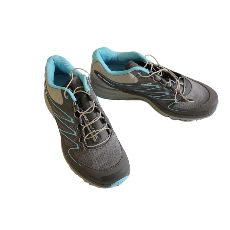 Salomon Sense Mantra Quicklace Womens Running Shoes Grey – Blue UK 4.5  RRP: 110