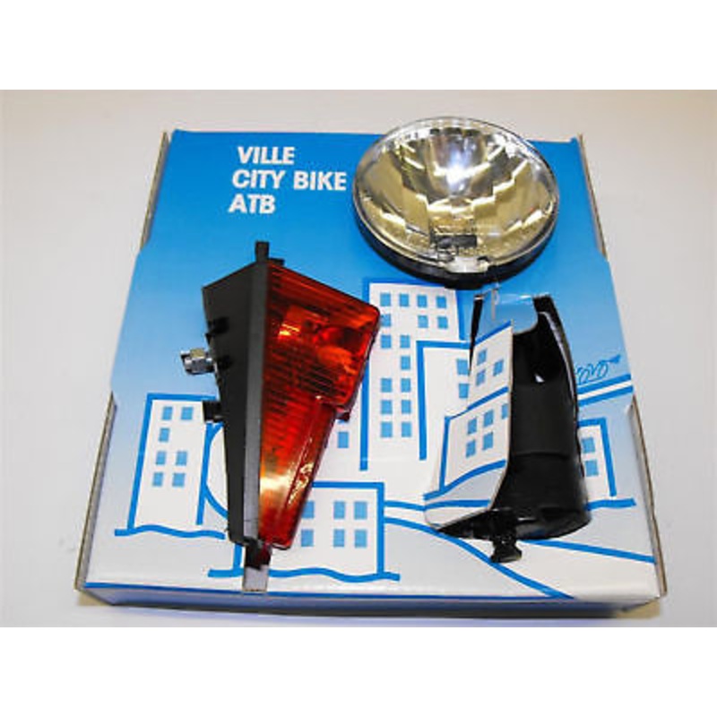 BICYCLE DYNAMO LIGHTING COMPLETE SET FOR BIKES WITH MUDGUARDS RARE NOS