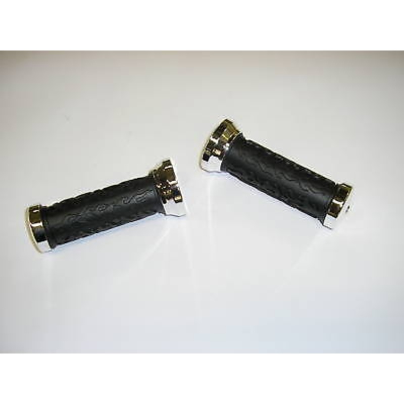 SCHWINN DRAGSTER,CRUISER,FIXIE,BMX,MTB QUALITY HANDLEBAR GRIPS CHROME ENDS HG170