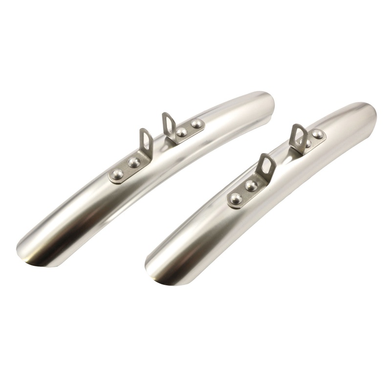 PAIR SHORTIE POLISHED ALLOY MUDGUARDS SUIT 60’s,70’s,80’s RACING BIKE RARE NEW