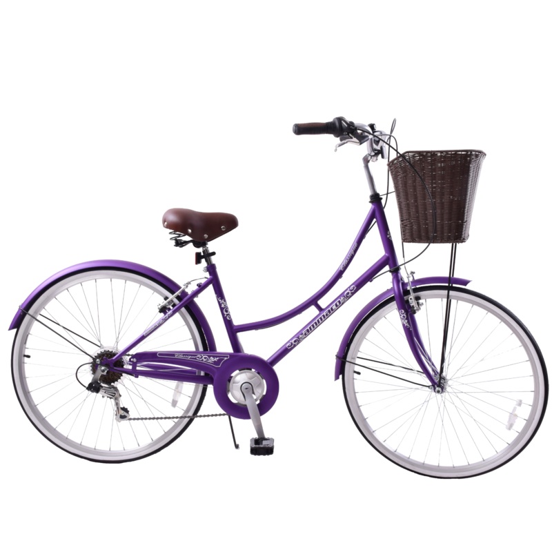 Ladies Lifestyle Bike Classique 26 Wheel Basket Purple 19 Frame