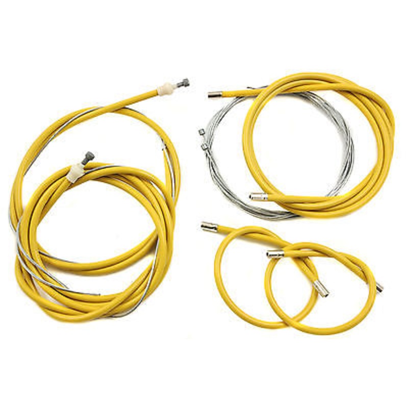 FIXIE OR SPORTS RACING BIKE FULL BRAKE & GEAR CABLE SET TAILOR MADE YELLOW