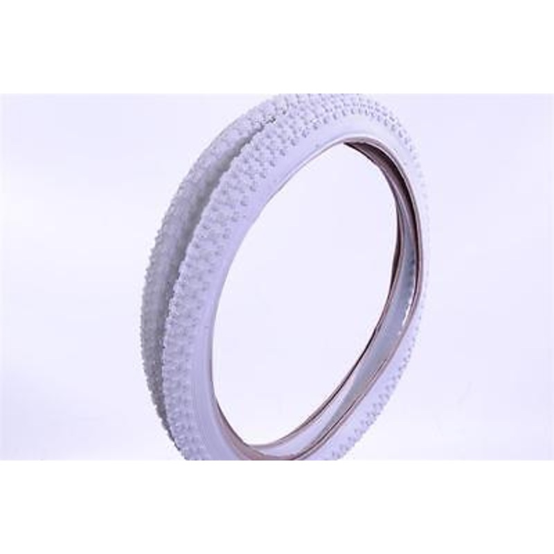 PAIR OLD SCHOOL BMX TYRES  20 x 1.75 ALL WHITE COMP III TYPE TREAD SUIT BURNER
