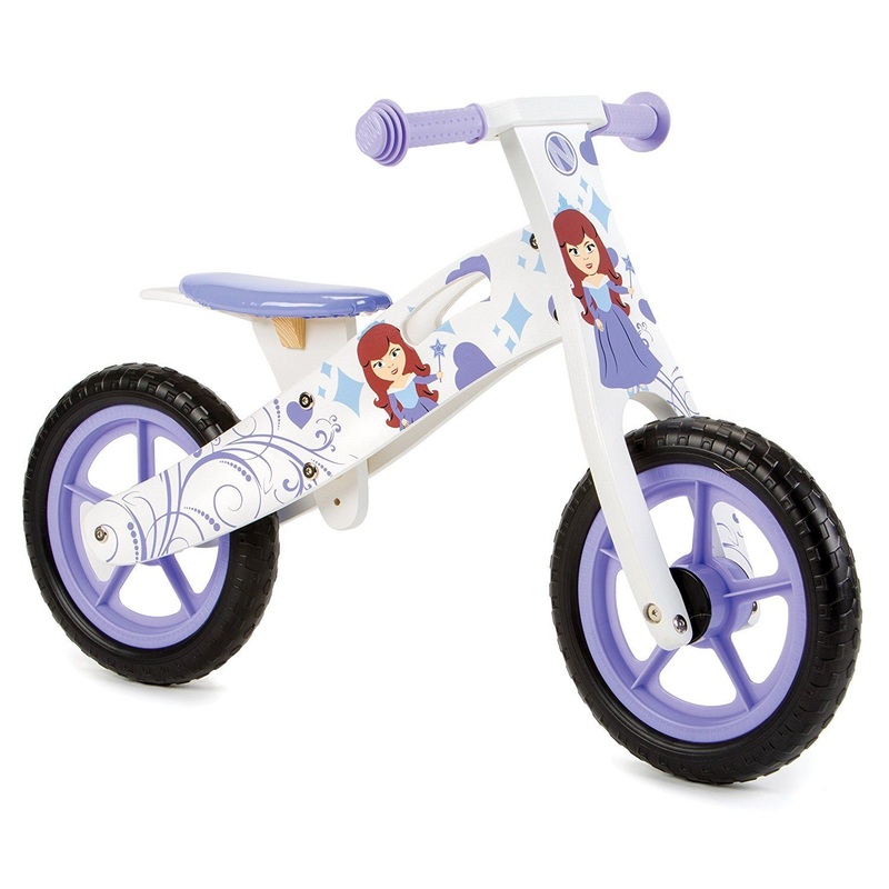 PRINCESS GIRLS BALANCE BIKE,TOP QUALITY WOODEN PURPLE GIRLIE KIDS LEARNING CYCLE