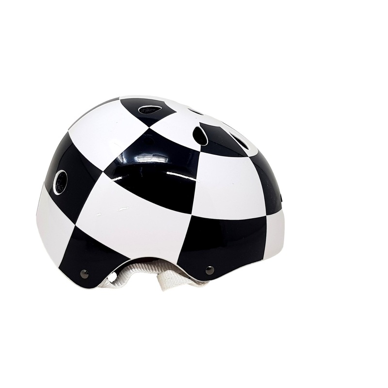 Lazer Finish BMX Bike / Skate Helmet Black And White chequered flag Design 54-58cm