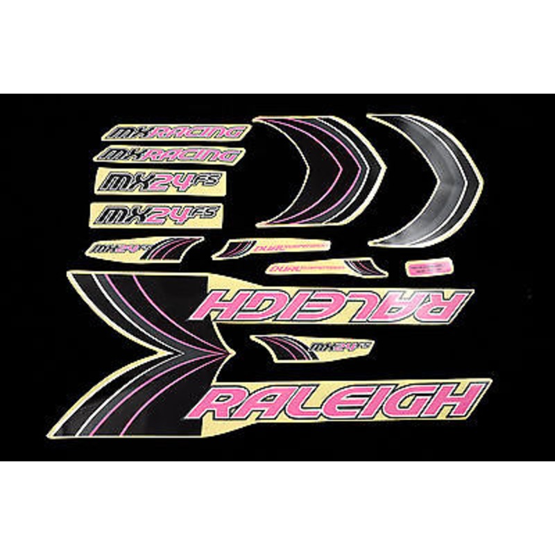 DECAL SET RALEIGH MX24FS PINK-BLACK STICKER SUIT MANY FULL SUSP BIKES WTFRMX24