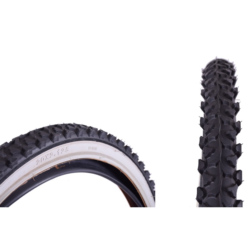 PAIR BMX 20 x 2.125 WHITEWALL TYRES & TUBES HEAVY DUTY TREAD SUIT MTB, BMX, FOLDERS