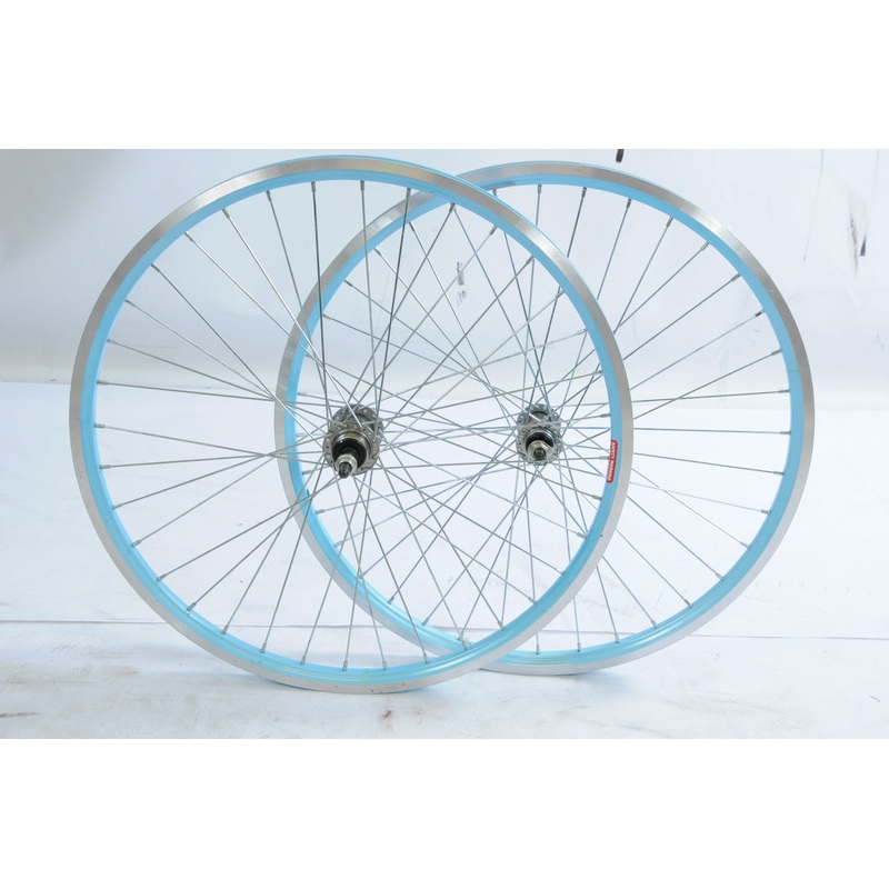 PAIR 24 BLUE RIM MTB WHEELS FROM RALEIGH CHIC 24 x 1.75 ALLOY SUITS 5-6 SPEED