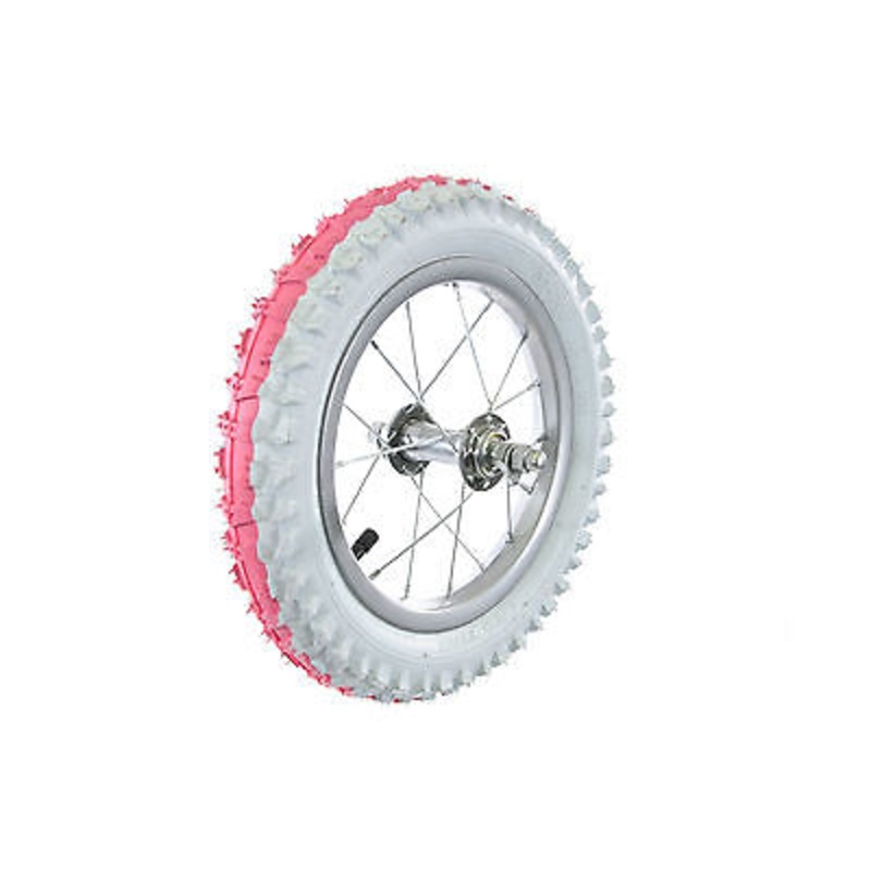 GIRLS 12F BIKE OR SCOOTER WHEEL+WH & PINK TYRE FROM RALEIGH STRIDER