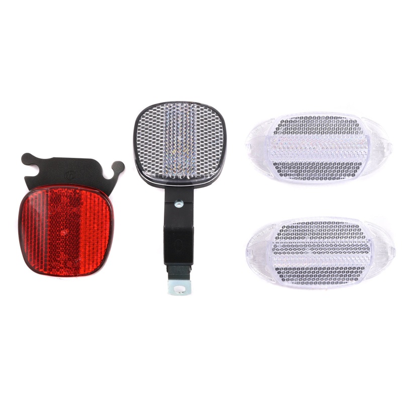 HERRMAN FULL BIKE REFLECTOR SET FRONT, REAR, BRACKETS ,WHEEL REFLECTORS SAFETY